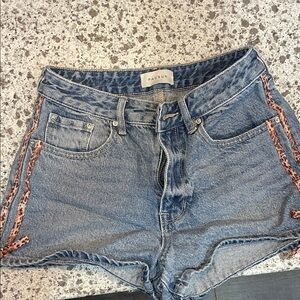 PacSun Blue Denim Shorts with Leopard Accents